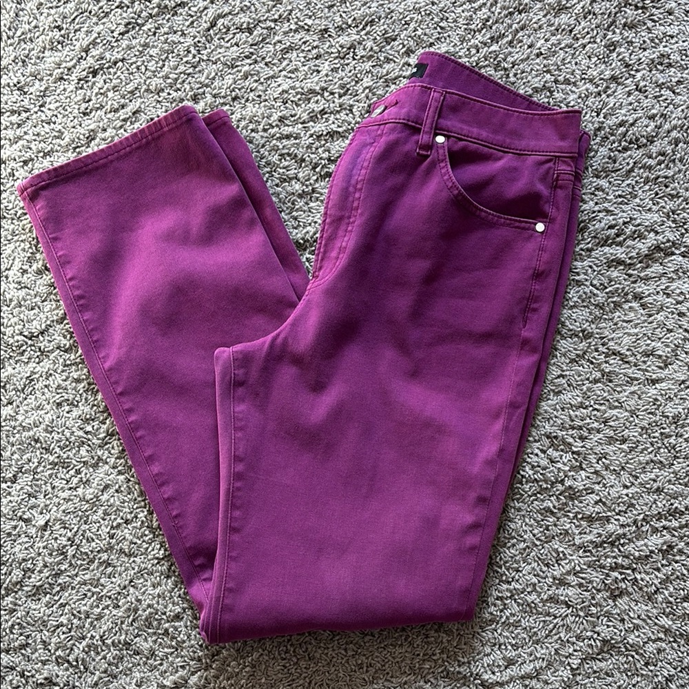 Express Modern Straight High Rise Jeans, Purple - Picture 2 of 14